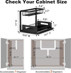 REALINN Under Sink Organizer, L-Shaped 2 Tier Pull Out Cabinet Organizer - Image 2