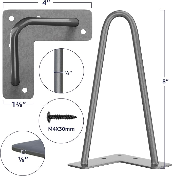 SMARTSTANDARD 8 Inch Heavy Duty Hairpin Furniture Legs, Metal Home DIY Projects - Image 2