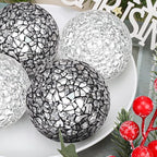 6 Pcs 2.4" Black & Silver Mosaic Glass Decorative Balls for Bowl - Image 5