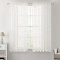 MIULEE Ivory Sheer Curtains 2 Panels Embroidered Leaf Patterned, W52 x L45 | by MIULEE