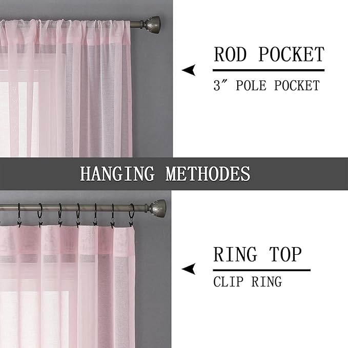 Tollpiz Sheer Curtains Linen Textured Living Room Curtain Sheers Light - Image 5