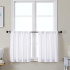 Simplebrand Ava Pure White Curtains 24 Inches Long 2 Panels, Light Filtering by Simplebrand