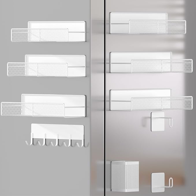 Magnetic Spice Rack for Refrigerator, 10 Pack Metal Magnetic Shelf, Moveable by DTUQYX