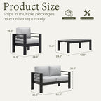 LayinSun Outdoor Aluminum Furniture Set, 4 Pieces Patio Sectional Conversation - Image 8