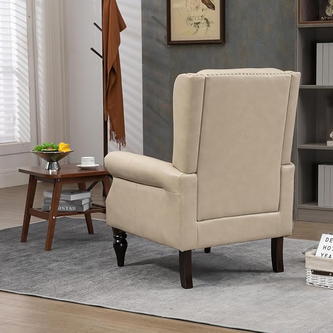 Mid-Century Wingback Chair, PU Leather Accent Chair - Image 8