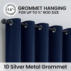 SimpleHome Navy Blue 100% Blackout Curtains Room Darkening Living Room 84 | - Image 6