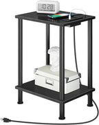 HOOBRO Side Table with Charging Station, Nightstand with 2-Layer Storage Shelves - Image 9