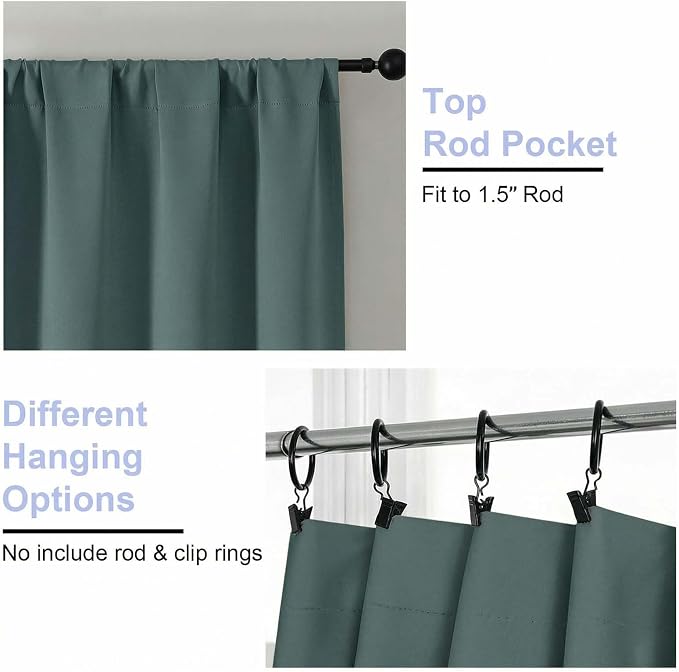 Simplebrand Dark Green Blackout Curtains - Image 4
