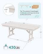 SERWALL Outdoor Large HDPE Dining Table, All Weather HDPE Outdoor Furniture - Image 2