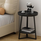 Gadroad Round End Table with Storage Shelf, 2 Tier Farmhouse Side Table - Image 2