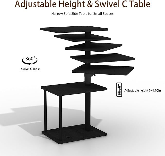 Faesun Swivel Side Table for Couch Arm, Adjustable C End Table for Recliner or - Image 5