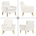 Sherpa Accent Chair, Modern White Teddy Fabric Upholstered Comfortable Armchair - Image 7
