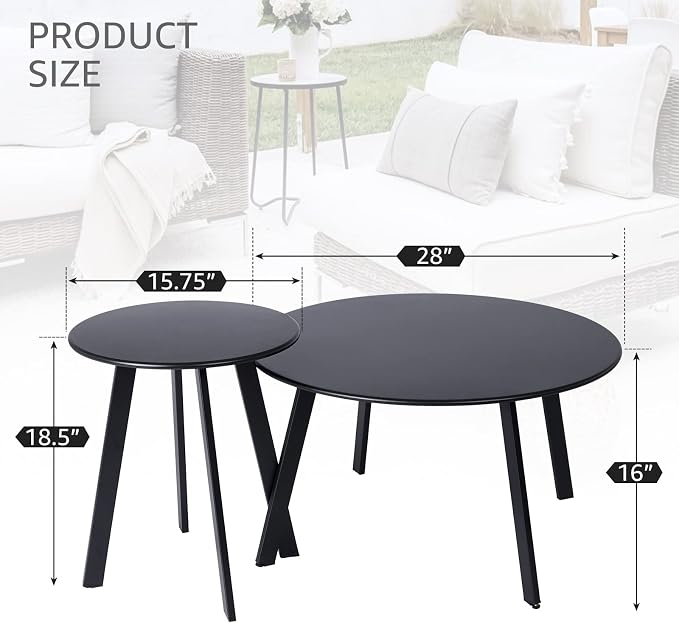 Patio Outdoor Coffee Table Set of 2 - Image 2