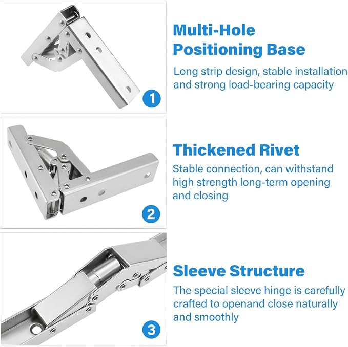 2 Pack Locking Hinge 0°-90°-180°, Folding Table Brackets, Heavy Duty Folding - Image 6