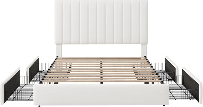 Allewie Full Size Storage Bed Frame, Vertical Channel Tufted Adjustable - Image 8