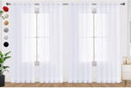 SpaceDresser Optical White Sheer Curtains 4 Panels Rod Pocket Semi-Sheer by SpaceDresser