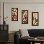 IARTTOP Wood Floral Framed Wall Art 8x16 Inch Set of 3 Abstract Green Leaf - Image 7