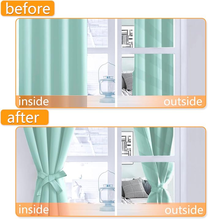 Blackout Curtains for Bedroom, 52 x 54 Inches Long, 2 Panels, Aqua | Thermal - Image 5