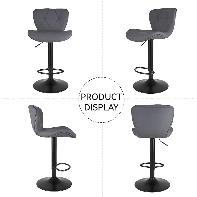Nalupatio Modern Bar Stools Set of 2, Adjustable Faux Leather Upholstered - Image 5