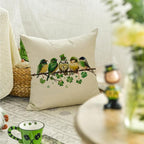 RABUSOFA St.Patricks Day Pillow Covers 18x18 Inch, Birds Shamrock Decorations - Image 3