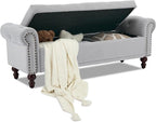 SOFTHION 58.1" Storage Bench Upholstered Velvet End of Bedroom Bed Bench Ottoman by SofthionDesign