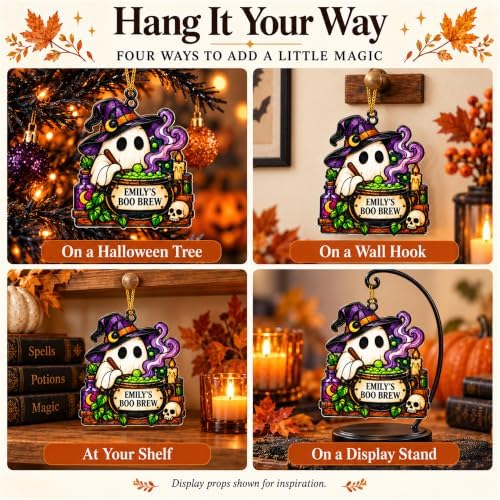 Halloween Tree Ornaments, Personalized Ghost Acrylic Hanging Decor for Home - Image 6