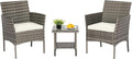 FDW | 3-Piece Patio Furniture Set | Gray & Khaki | Outdoor Wicker Furniture by FDW
