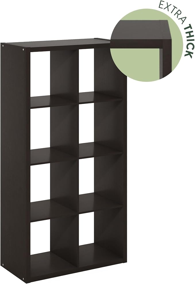 Furinno CUBICLE Book Shelf, 8-Cube Bookshelf, Extra Thick Frame Horizontally & - Image 9