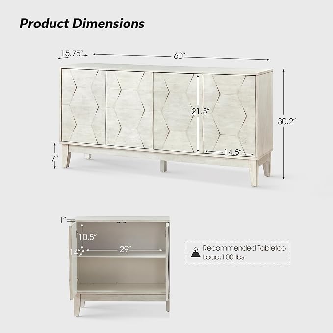 HULALA HOME Mid Century Sideboard Buffet Cabinet - Image 2