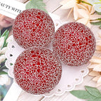3 Pcs Decorative Balls for Bowls,3.15" Red Mosaic Glass Balls - Image 5