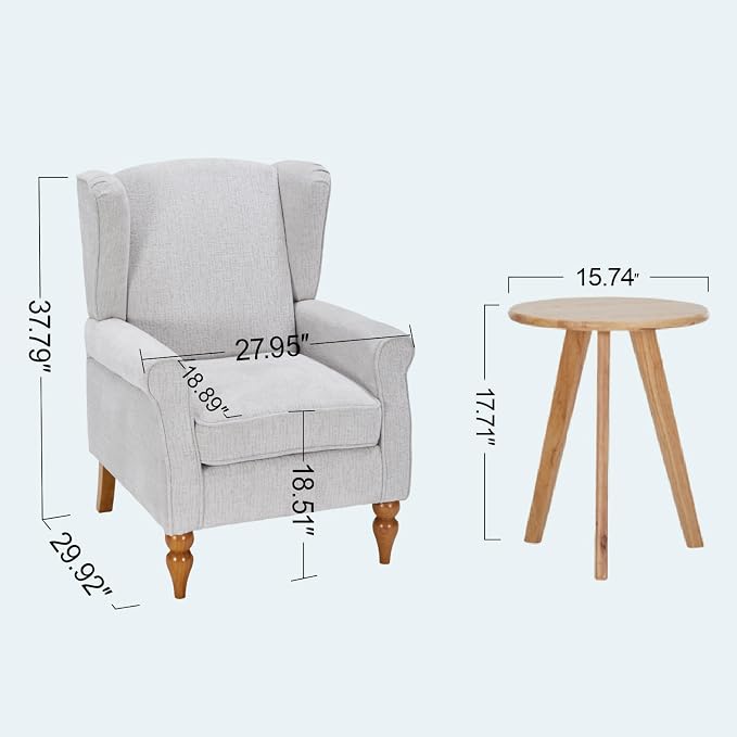 Coffee Table & Armchair Set, High-Back Wingback Chair - Image 2