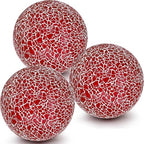 3 Pcs Decorative Balls for Bowls,3.15" Red Mosaic Glass Balls by Kepfire