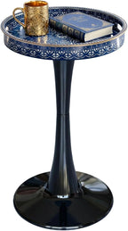 Gesodant Boho Chic Round Side Table, Stable Hourglass Pedestal Base, Unique by Gesodant+