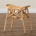 Baxton Studio Elgon Modern Bohemian Natural Brown Rattan Footstool - Image 2