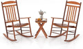 Tangkula 3-Piece Outdoor Poplar Wood Rocking Bistro Set, High Back Front Porch by TANGKULA