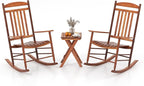 Tangkula 3-Piece Outdoor Poplar Wood Rocking Bistro Set, High Back Front Porch by TANGKULA