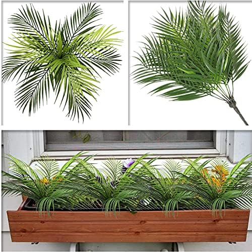 CATTREE Artificial Palm Plants, Faux Tropical Plant Plastic Shrubs Fern Leaves Coconut Tree Fake Bushes for Indoor Outdoor Verandah Office Table Centerpieces Arrangements DIY Decoration - 1 Pcs - Image 6