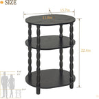 MaxSmeo Black Side Table, 3-Tier Small Oval End Table, Modern Night Stand Wood - Image 3