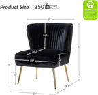 HULALA Home Velvet Accent Chair Set of 2, Modern Armless Upholstered Side Chair - Image 2