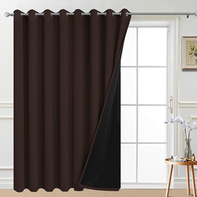 Yakamok Brown 100% Blackout Patio Door Curtain Panels W100 x L84, 1 Panel | by Yakamok