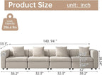 Guyii Modern 140.94" Long Oversized 4-Seat Velvet Sectional Sofa, Convertible - Image 2