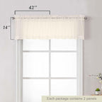 Cream Valances for Windows, Cream Sheer Curtains 14 Inch Length 2 Pack Kitchen - Image 3