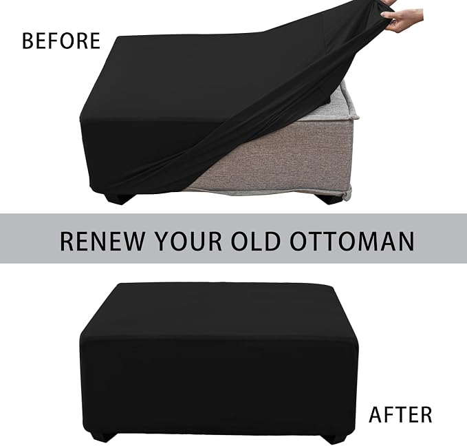 Super Stretch Ottoman Cover- Soft Form Fit Ottoman Cover Rectangular Ottoman - Image 4