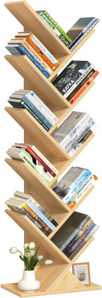 SHEEPAM 10 Tier Tree Book Shelf, Floor Standing Wood Bookshelf - Image 9