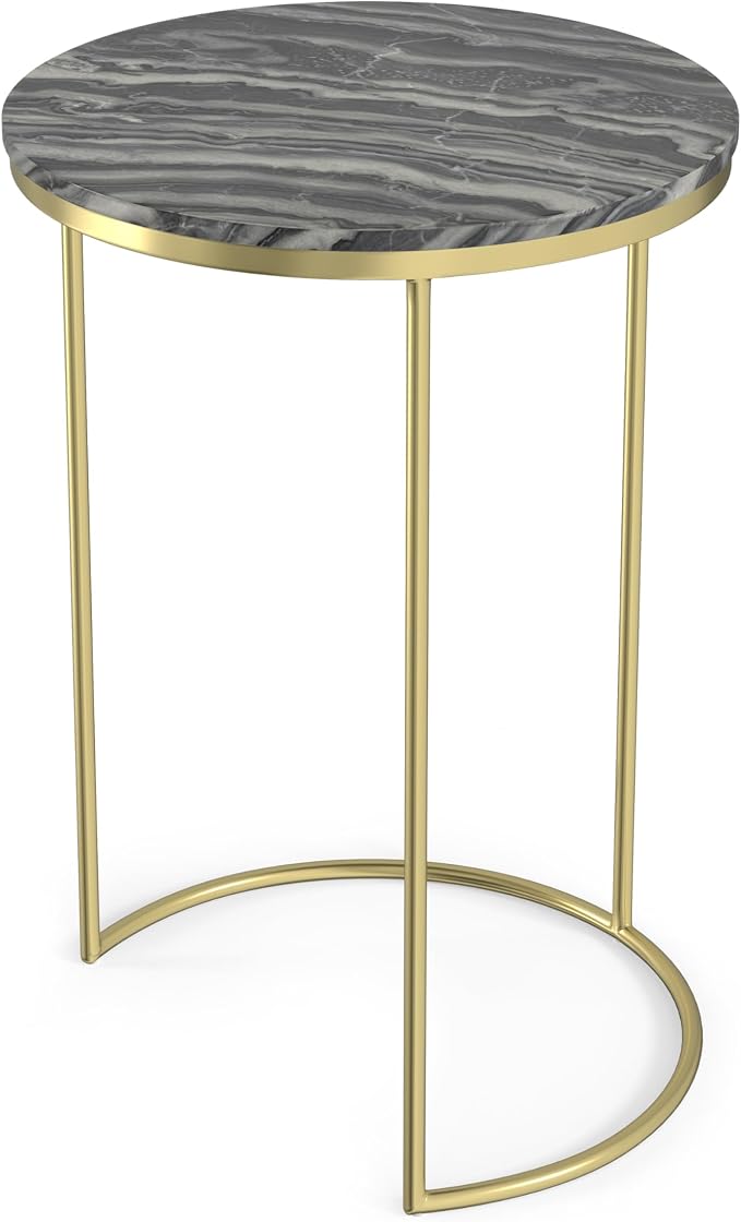 SIMPLIHOME Ashley Nesting Tables Set – 16 inch Wide Genuine Marble Top Metal - Image 8