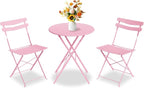 GarveeLife 3 Piece Patio Bistro Set, Folding Patio Bistro Table and Chairs Set by GarveeLife