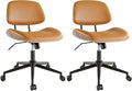 Armless Office Chair with Wheels, PU Leather Adjustable Height Desk Chair by BERYTH
