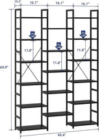 NUMENN Triple Column 6 Tier Bookshelf, Bookcase - Image 3