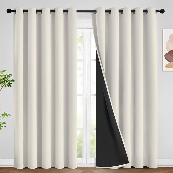 SimpleHome Cream 100% Blackout Curtains Room Darkening Living Room 84 Inch | by SimpleHome