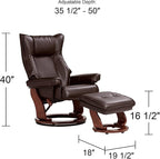 Benchmaster Morgan Java Swivel Faux Leather Recliner Chair - Image 4
